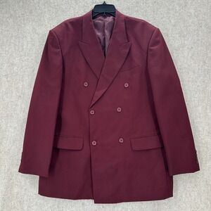 Mens Burgundy Double Breasted Blazer Peak Lapel Suit Jacket Maroon 48R